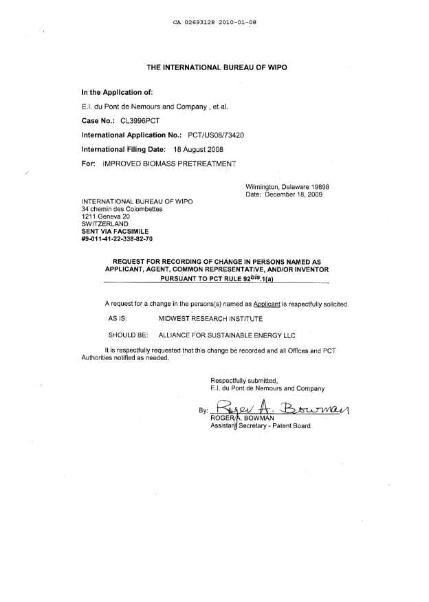Document de brevet canadien 2693128. PCT 20100108. Image 1 de 4