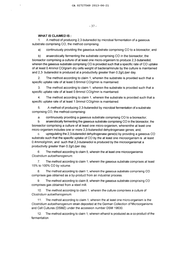 Document de brevet canadien 2727549. Revendications 20130621. Image 1 de 1