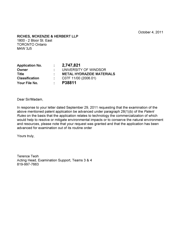 Canadian Patent Document 2747821. Prosecution-Amendment 20111004. Image 1 of 1