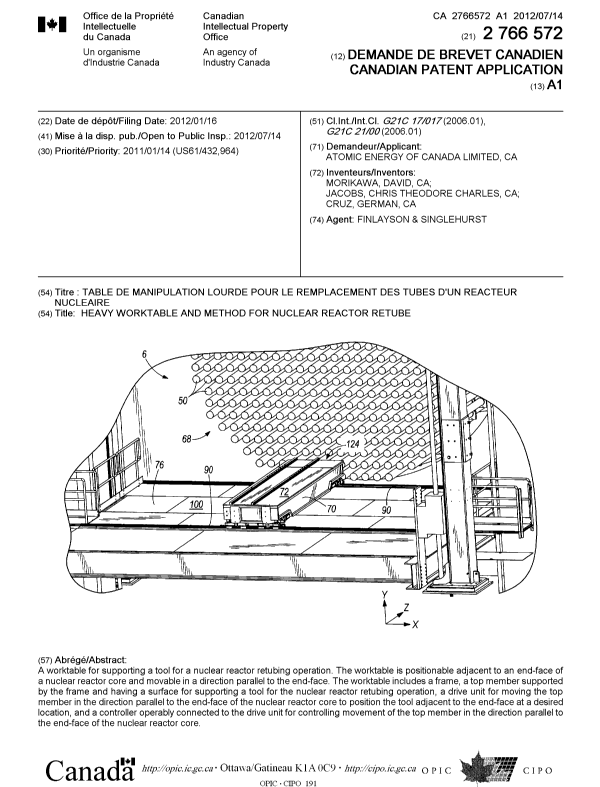 Canadian Patent Document 2766572. Cover Page 20120710. Image 1 of 1