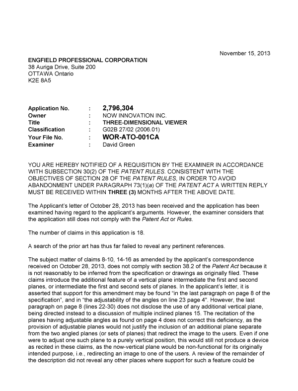 Canadian Patent Document 2796304. Prosecution-Amendment 20131115. Image 1 of 2