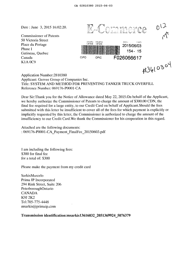 Canadian Patent Document 2810380. Correspondence 20150603. Image 1 of 2