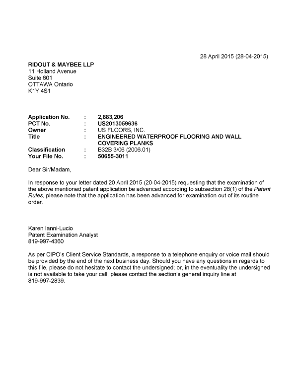 Canadian Patent Document 2883206. Prosecution-Amendment 20150428. Image 1 of 1