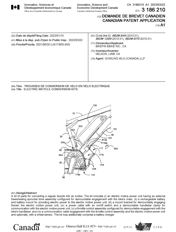 Document de brevet canadien 3186210. Page couverture 20230516. Image 1 de 1